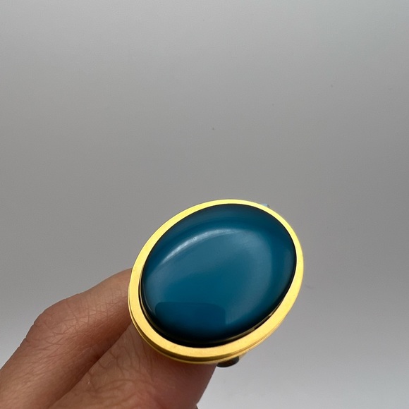 Elegant Statement Rings - Green Gold Oval Rings - Dark Blue Classic Rings - Picture 14 of 15